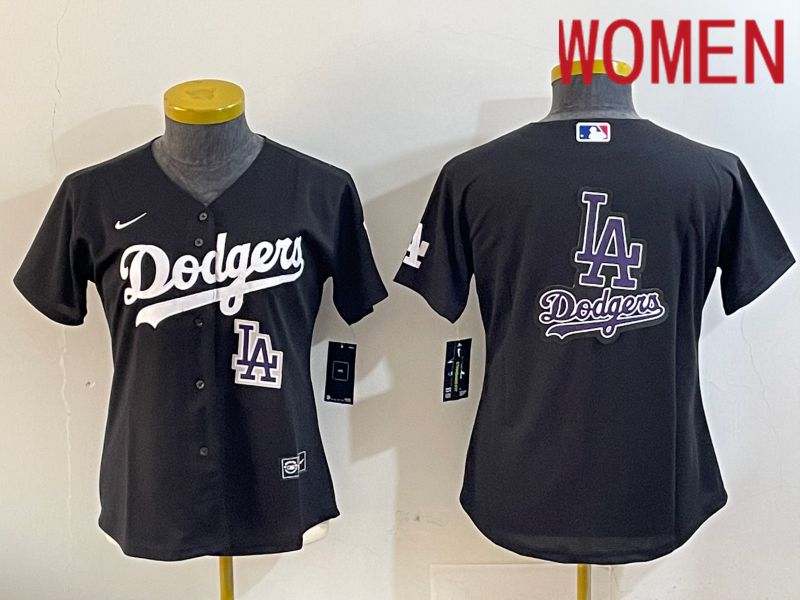 Women Los Angeles Dodgers Blank Black Game 2024 Nike MLB Jersey style 11217->women mlb jersey->Women Jersey